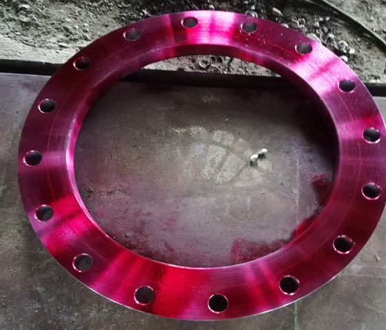 Liquid Penetrant Test on carbon steel flanges
