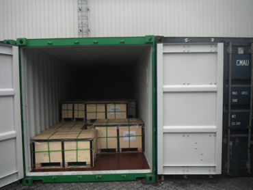 Loading the industrial flanges at the yard of Tianjin Port